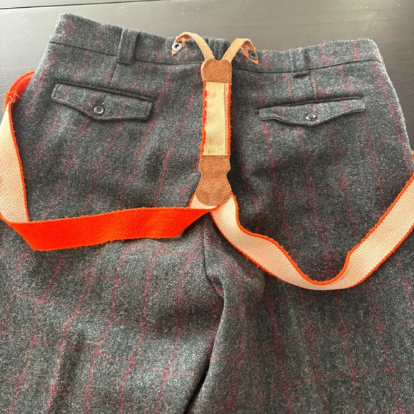 Vintage Woolrich Gray Plaid Wool Pants 38x30 USA Made w/ Original Suspenders - Picture 8 of 9